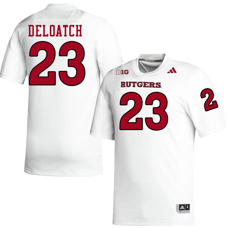 Rutgers Scarlet Knights #23 Isaiah Deloatch College Football Jerseys Stitched-White Rutgers Scarlet Knights #23 Isaiah Deloatch College Football Jerseys Stitched-White